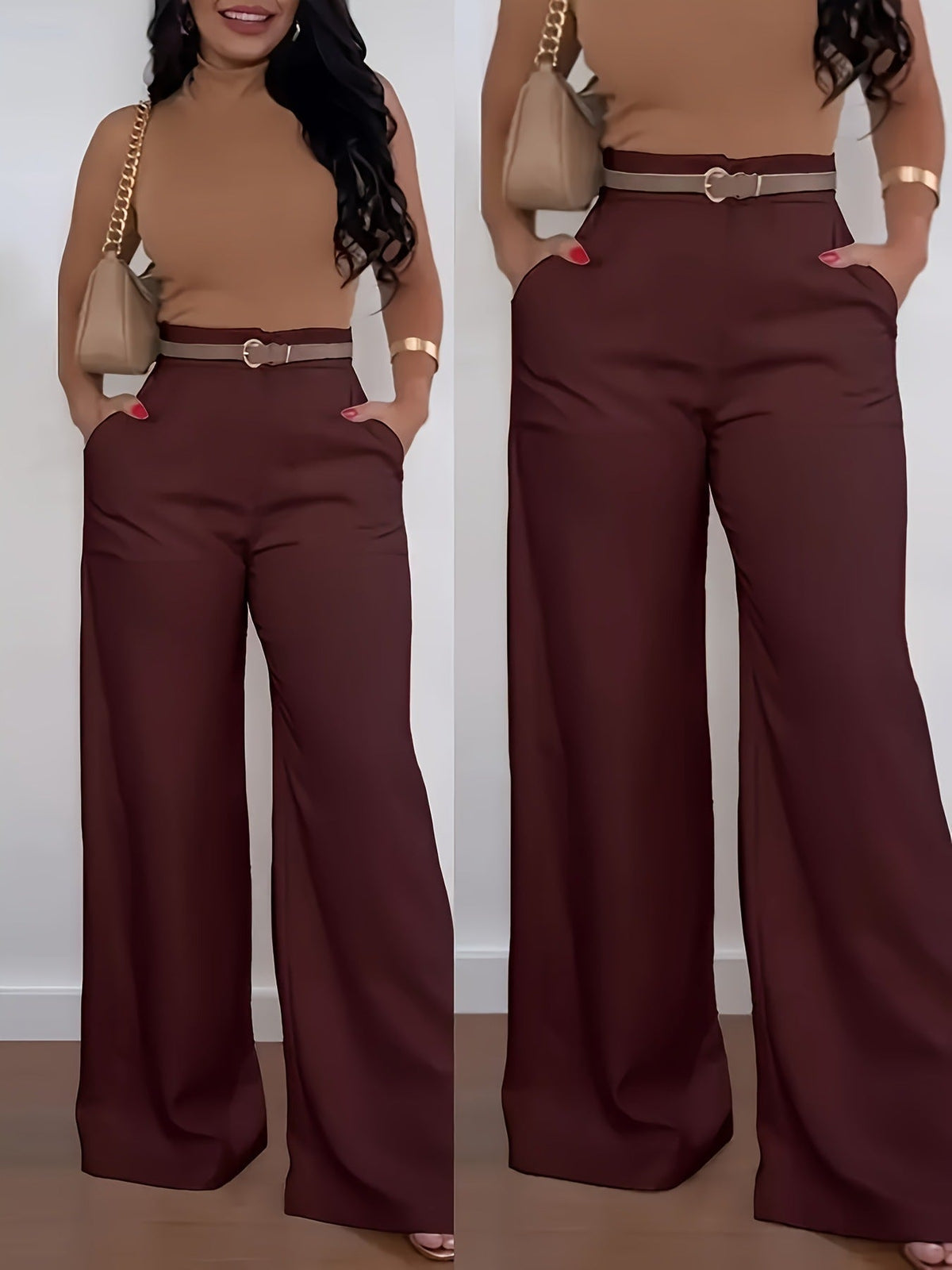 👖 Casual bredbyxor av kostymmaterial for kvinnor, langbyxor for host och vinter