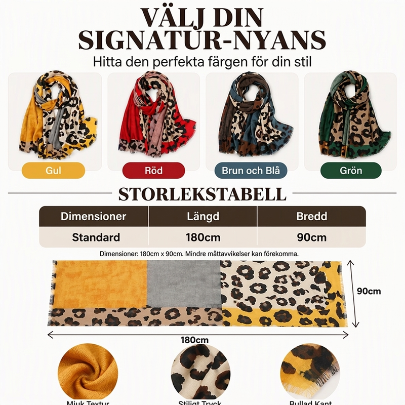 🧣 Mångsidig lättvikts schal med leopardmönster