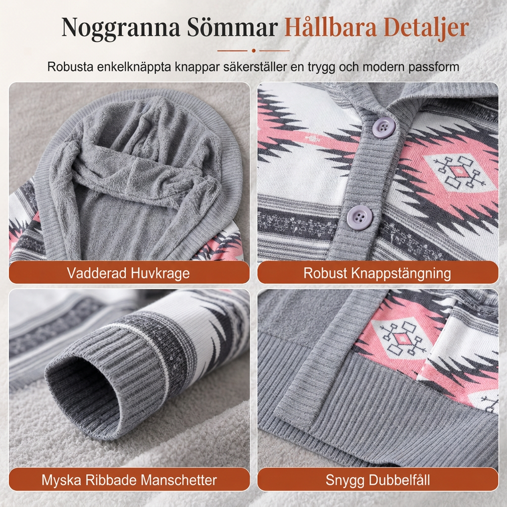 💖Vadderad Stickad Huvtröja Dam – Mjuk Bomullsfoder, Varm Komfort och Tidlös Stil
