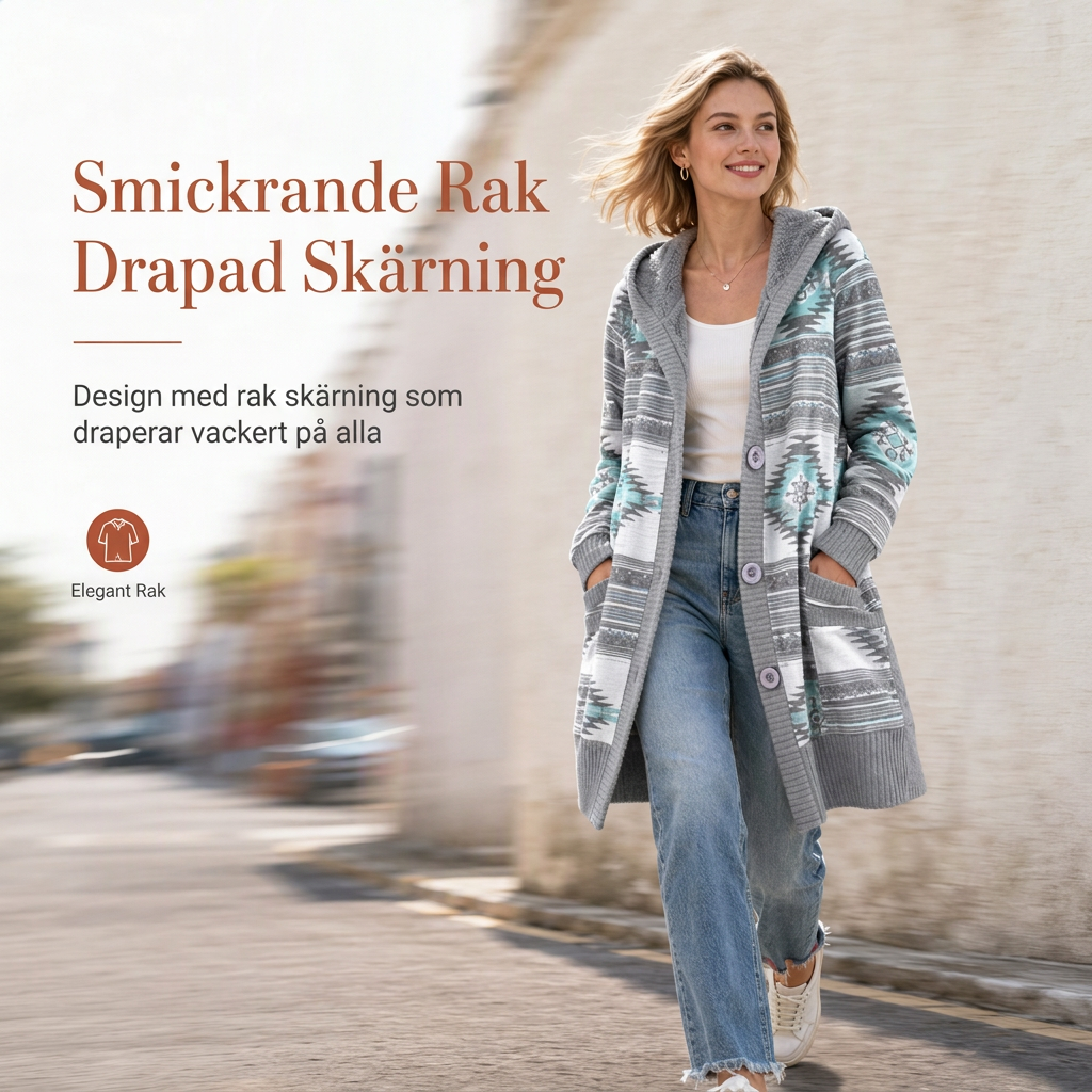 💖Vadderad Stickad Huvtröja Dam – Mjuk Bomullsfoder, Varm Komfort och Tidlös Stil