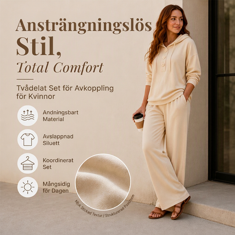 ✨ Ny kollektion 🤍Mjukt Set Dam – Huvtröja och Vida Mjukisbyxor i Borstad Kvalitet