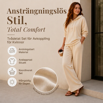 ✨ Ny kollektion 🤍Mjukt Set Dam – Huvtröja och Vida Mjukisbyxor i Borstad Kvalitet