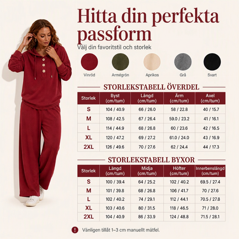 ✨ Ny kollektion 🤍Mjukt Set Dam – Huvtröja och Vida Mjukisbyxor i Borstad Kvalitet