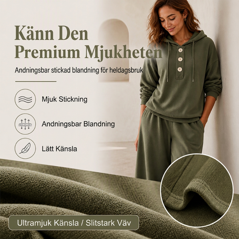 ✨ Ny kollektion 🤍Mjukt Set Dam – Huvtröja och Vida Mjukisbyxor i Borstad Kvalitet