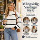 Randig Stickad Tröja Dam – Mjuk Polokrage, Avslappnad Passform & Elegant Vinterstil