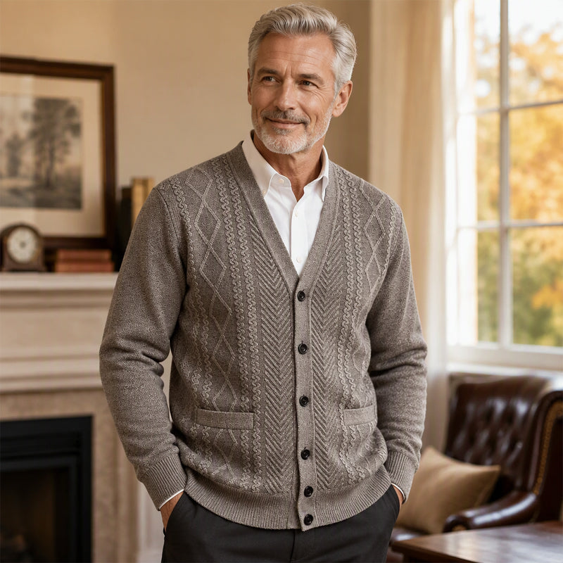 🧥Klassisk Stickad Cardigan Herr – Varm Termisk Design, Mjuk Komfort & Elegant Vardagsstil