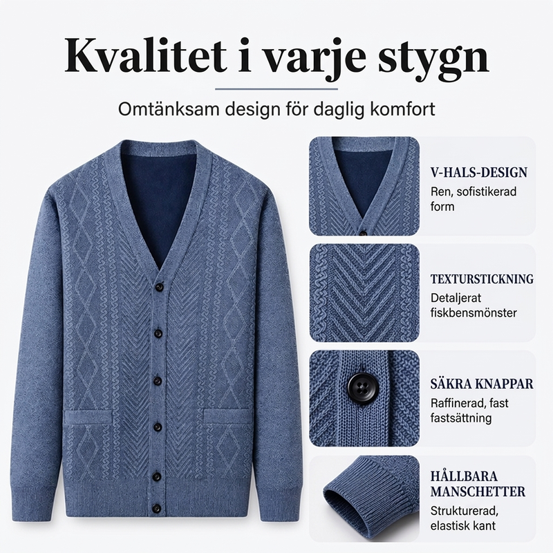 🧥Klassisk Stickad Cardigan Herr – Varm Termisk Design, Mjuk Komfort & Elegant Vardagsstil