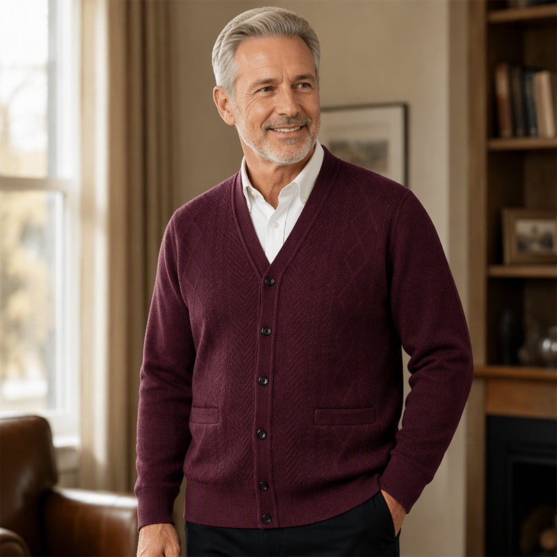 🧥Klassisk Stickad Cardigan Herr – Varm Termisk Design, Mjuk Komfort & Elegant Vardagsstil