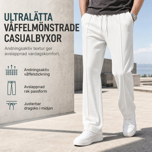 Lätta Sportbyxor Herr – Andningsaktiv Vaffelstruktur, Lös Passform & Bekväm Vardagsstil