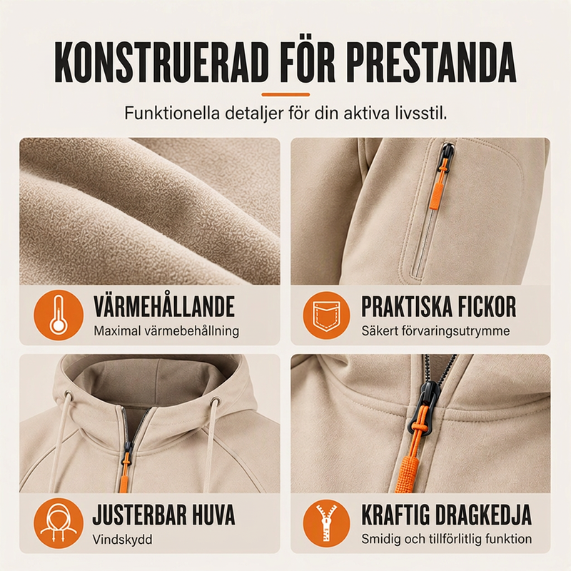 Klassisk Huvtröja Herr med Kvartsdragkedja – Varm Komfort, Sportig Passform & Urban Stil