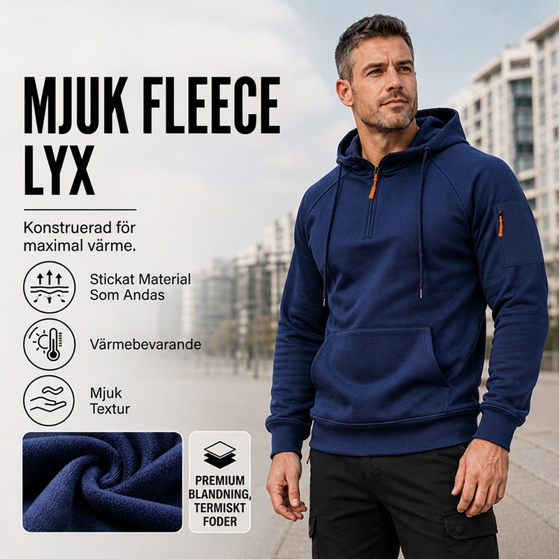 Klassisk Huvtröja Herr med Kvartsdragkedja – Varm Komfort, Sportig Passform & Urban Stil