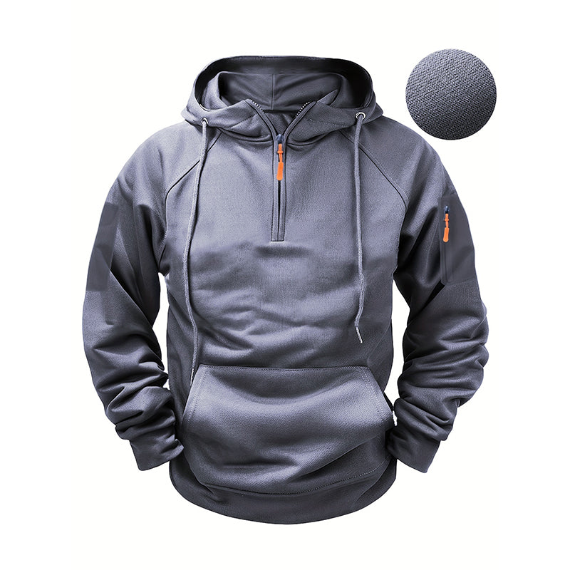 Klassisk Huvtröja Herr med Kvartsdragkedja – Varm Komfort, Sportig Passform & Urban Stil