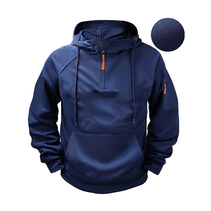 Klassisk Huvtröja Herr med Kvartsdragkedja – Varm Komfort, Sportig Passform & Urban Stil