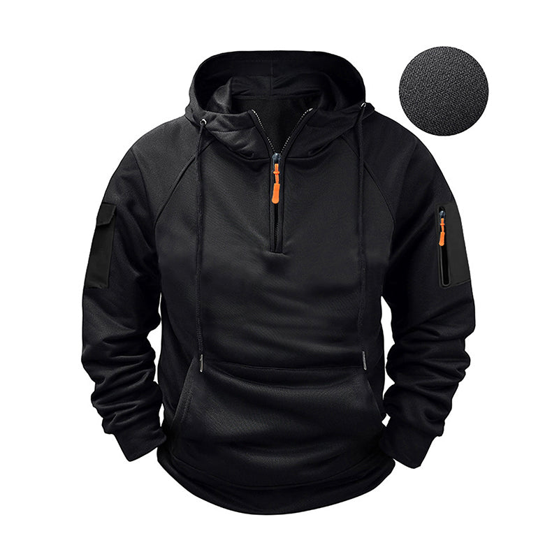 Klassisk Huvtröja Herr med Kvartsdragkedja – Varm Komfort, Sportig Passform & Urban Stil