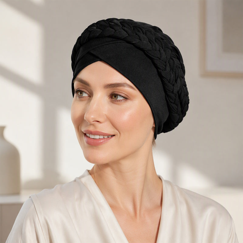 Elegant Turbanmössa för Kvinnor – Mjuk, Varm & Stilren Flätad Design för Höst och Vinter