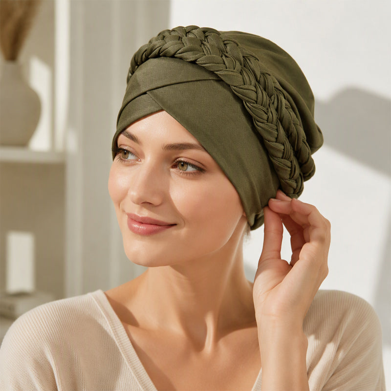 Elegant Turbanmössa för Kvinnor – Mjuk, Varm & Stilren Flätad Design för Höst och Vinter