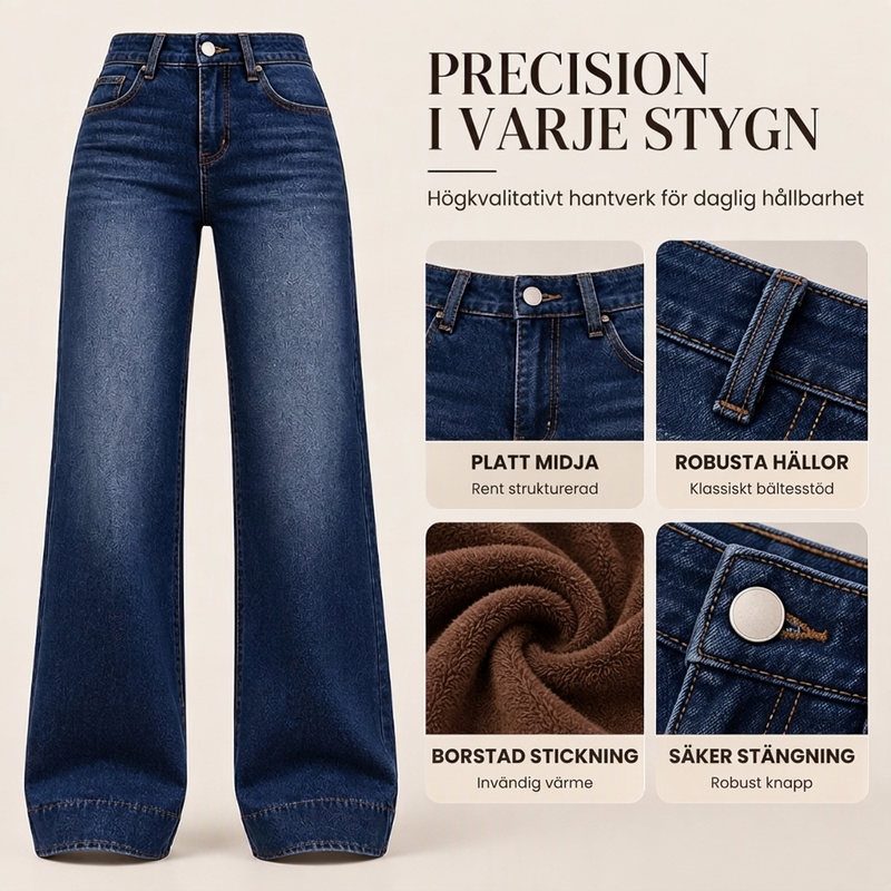 Jeans Dam Hög Midja – Fodrade med Brett Ben och Borstad Insida