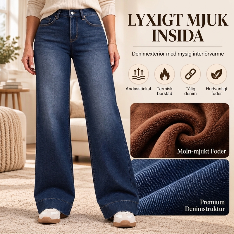 Jeans Dam Hög Midja – Fodrade med Brett Ben och Borstad Insida
