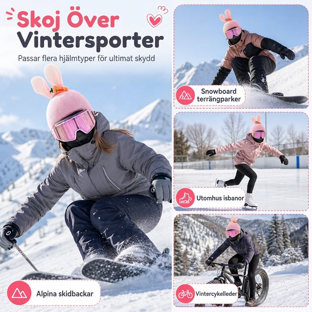 💰Stickat Hjälmöverdrag med Figurer – Elastiskt och Vindtätt för Skidåkning