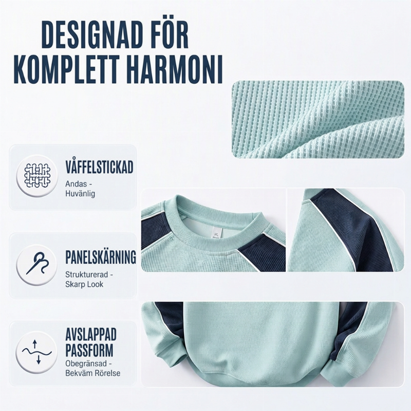 😎 Löst sittande hoodie i kontrastfärger för män