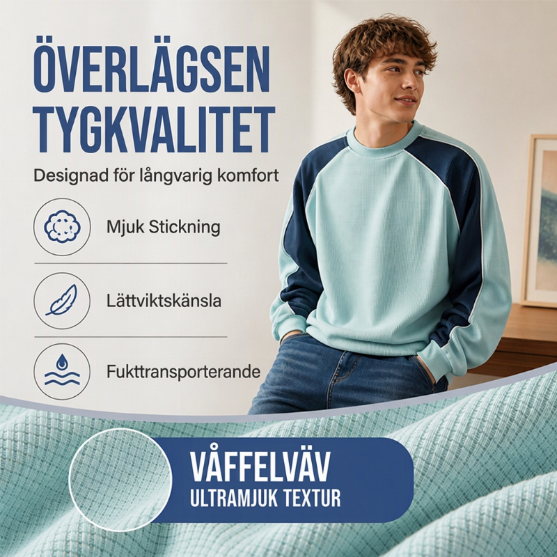 😎 Löst sittande hoodie i kontrastfärger för män