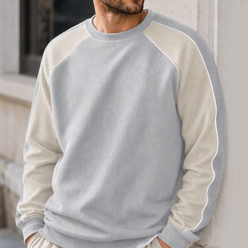 😎 Löst sittande hoodie i kontrastfärger för män
