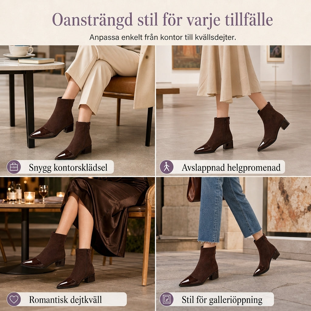 🔥Populär produkt! ✨Stövletter för dam med spetsig tå, stretchigt skaft och låg klack