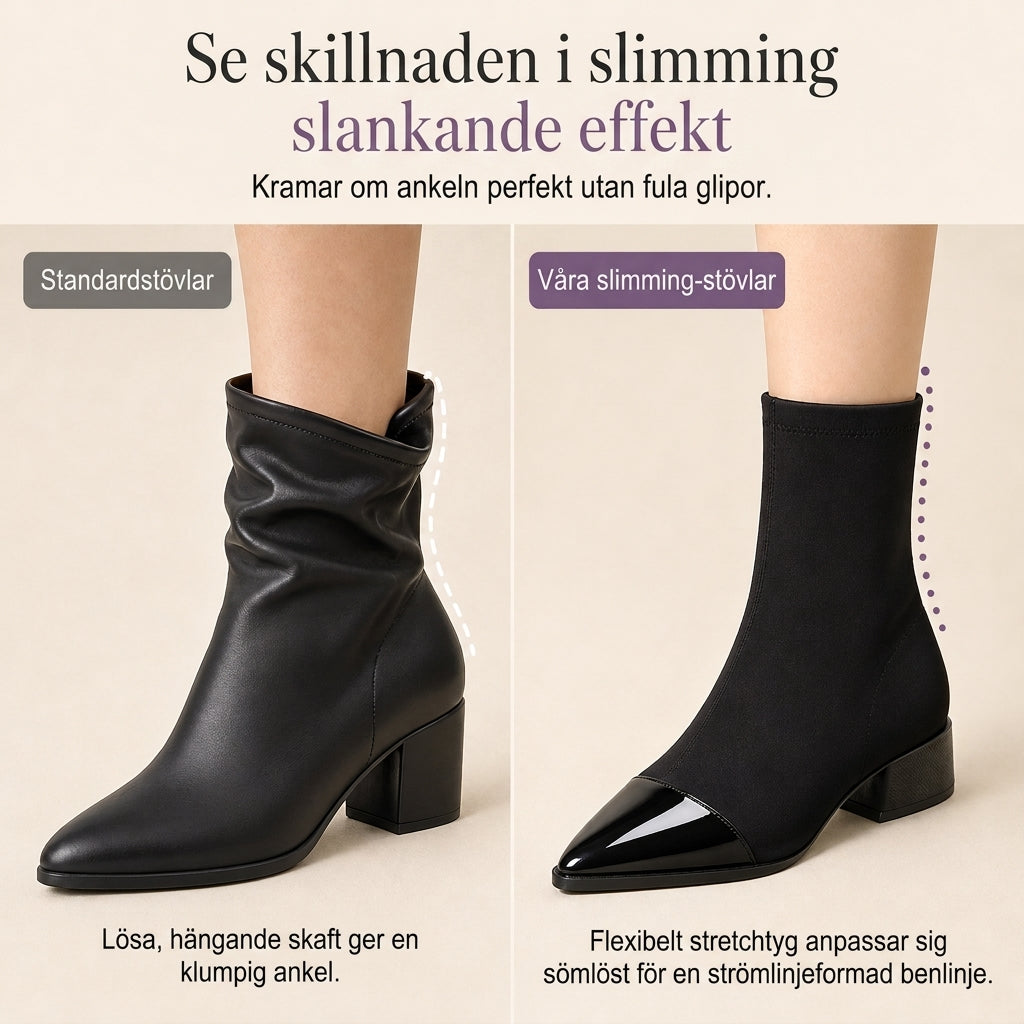 🔥Populär produkt! ✨Stövletter för dam med spetsig tå, stretchigt skaft och låg klack
