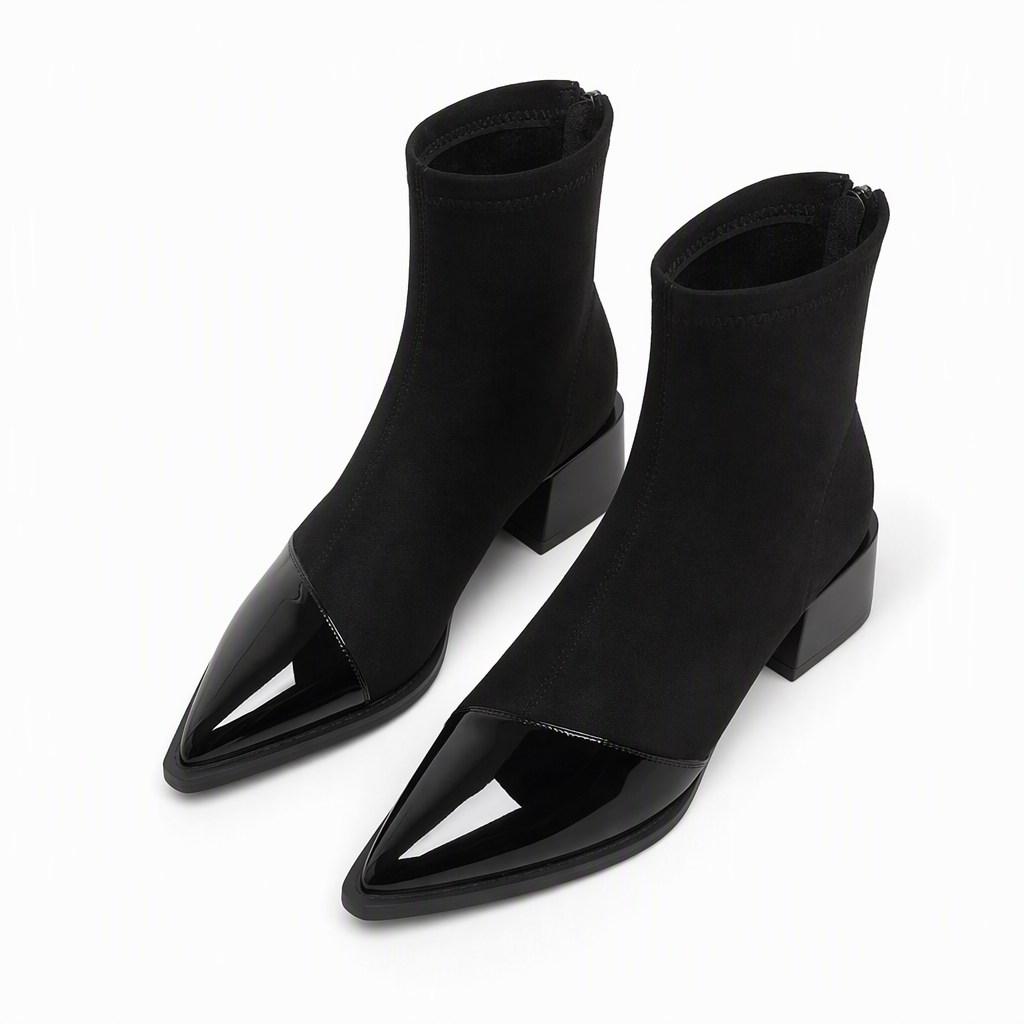 🔥Populär produkt! ✨Stövletter för dam med spetsig tå, stretchigt skaft och låg klack