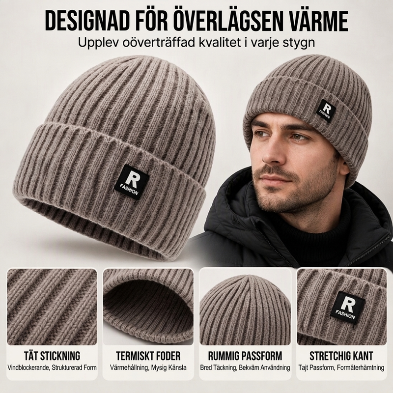 Ribbstickad Mössa Herr – Varm Beanie med Djup Passform 🎁Köp 1 få 1