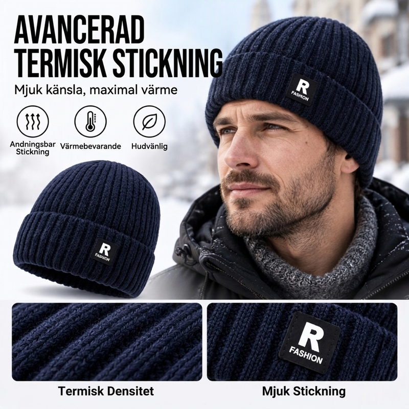 Ribbstickad Mössa Herr – Varm Beanie med Djup Passform 🎁Köp 1 få 1