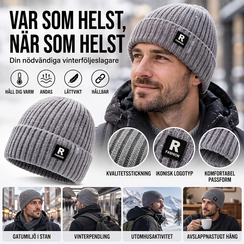 Ribbstickad Mössa Herr – Varm Beanie med Djup Passform 🎁Köp 1 få 1