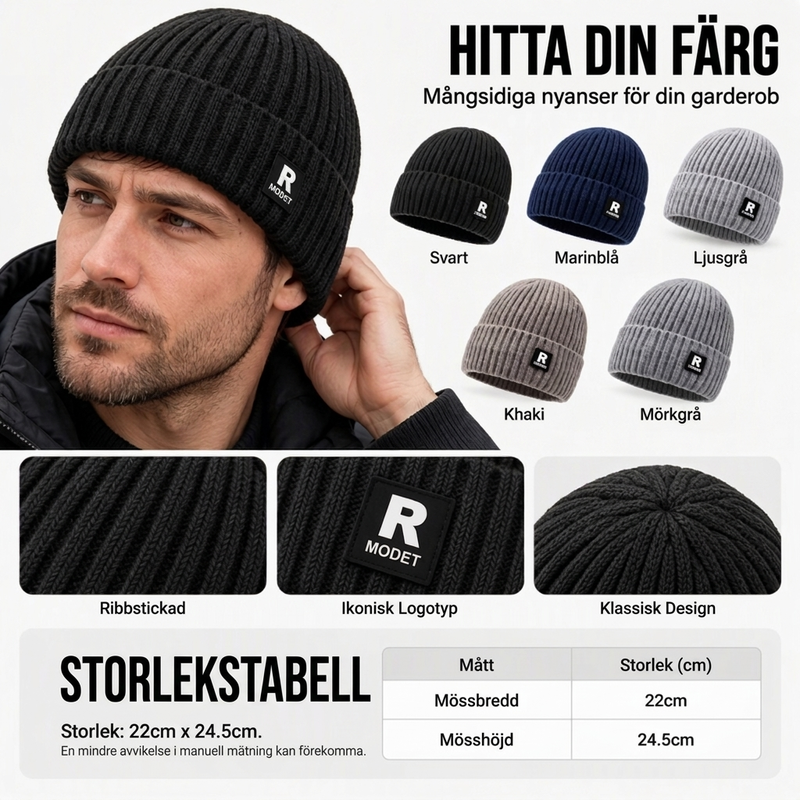 Ribbstickad Mössa Herr – Varm Beanie med Djup Passform 🎁Köp 1 få 1