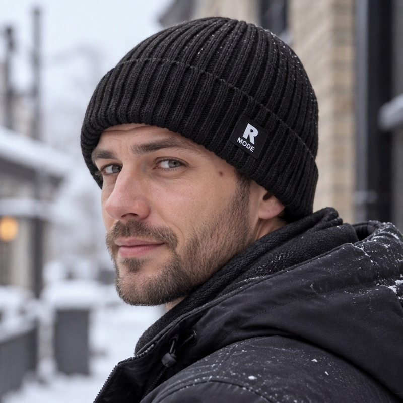 Ribbstickad Mössa Herr – Varm Beanie med Djup Passform 🎁Köp 1 få 1