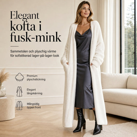 🥰 Nyhet! Lång fluffig kofta dam – öppen modell med ledig passform