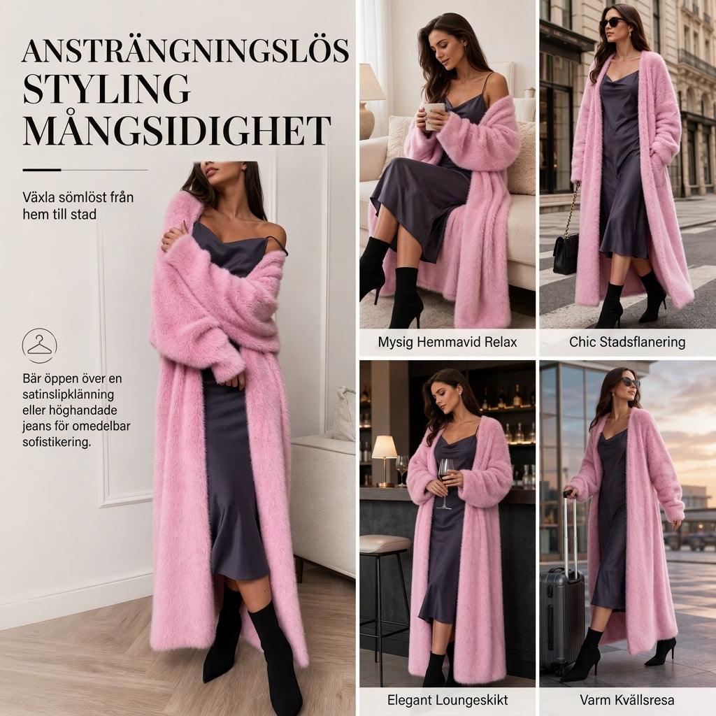 🥰 Nyhet! Lång fluffig kofta dam – öppen modell med ledig passform