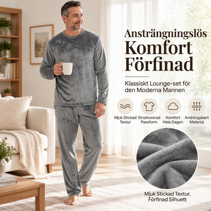 🛌Tvådelat Flannelset Herr – Mjuk Borstad Velour med Rak Passform✨
