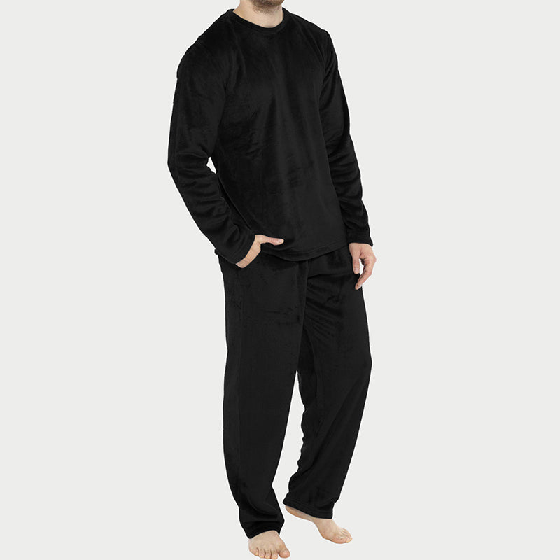 🛌Tvådelat Flannelset Herr – Mjuk Borstad Velour med Rak Passform✨