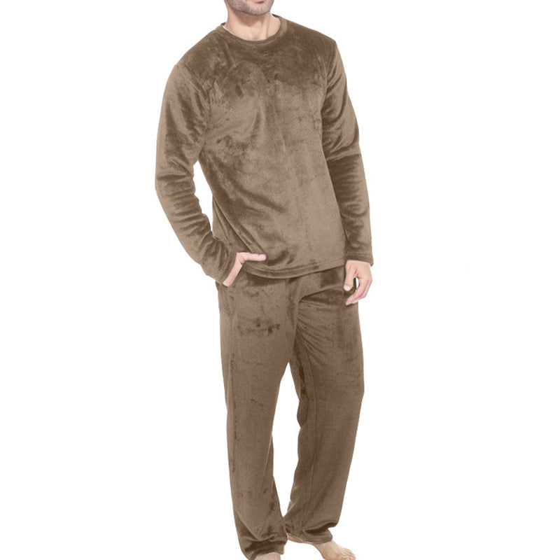 🛌Tvådelat Flannelset Herr – Mjuk Borstad Velour med Rak Passform✨