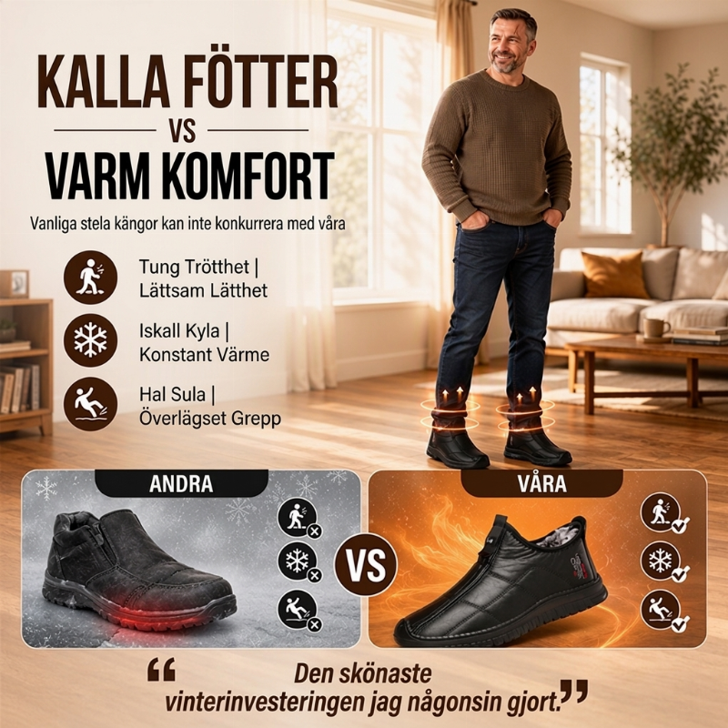 ❄️ Tidsbegränsat erbjudande ✨Varmfodrade vinterskor för herr med halkskyddande sula