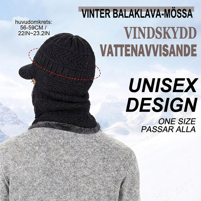✨ Fodrad balaklava med skärm – mössa, ansiktsskydd och halsvärmare i ett