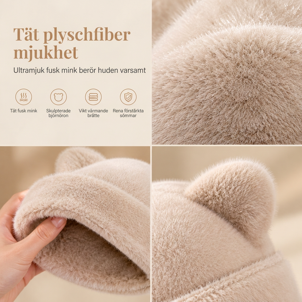 🐱🧢Fluffig mössa i fuskpäls med björnöron och uppvikt kant