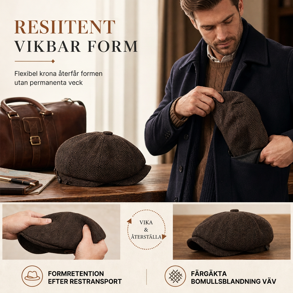 🖤Black Friday – Förhandstillgång: 50 % Rabatt🧢Åttadelad gubbkeps i vintagestil – justerbar passform