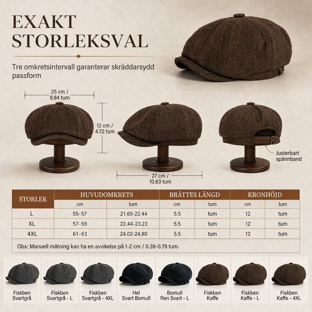 🖤Black Friday – Förhandstillgång: 50 % Rabatt🧢Åttadelad gubbkeps i vintagestil – justerbar passform