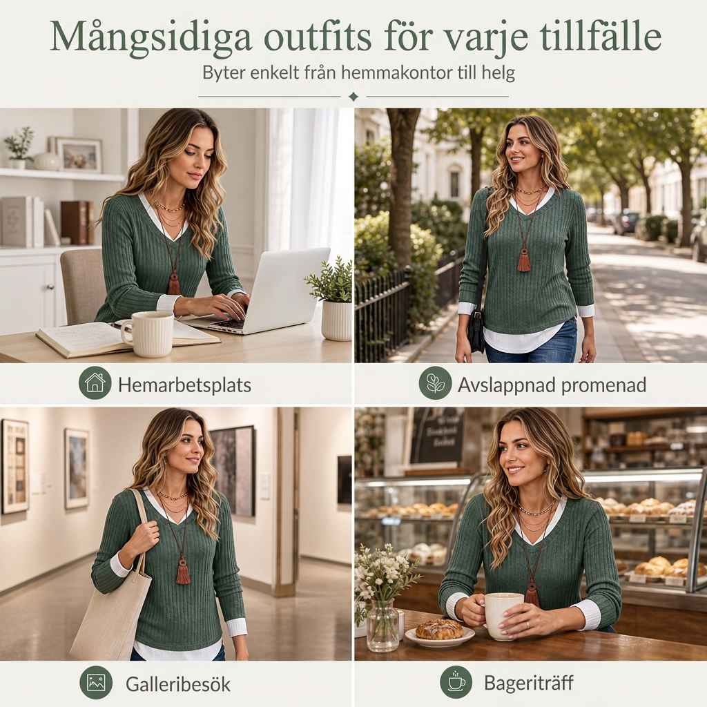 👚 Faux tvådelad lagerstickad stickad topp – avslappnad pullovertopp, mjuk och bekväm, perfekt för vardag och höst! ✨
