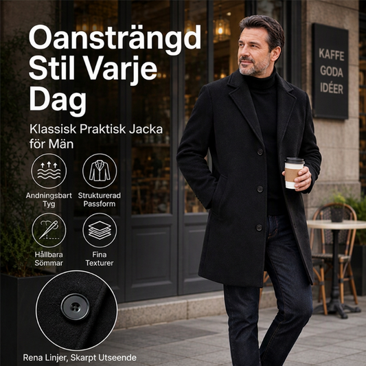 ⏳ Het erbjudande! |Klassisk enkelknäppt herrrock med slagkrage och sidfickor