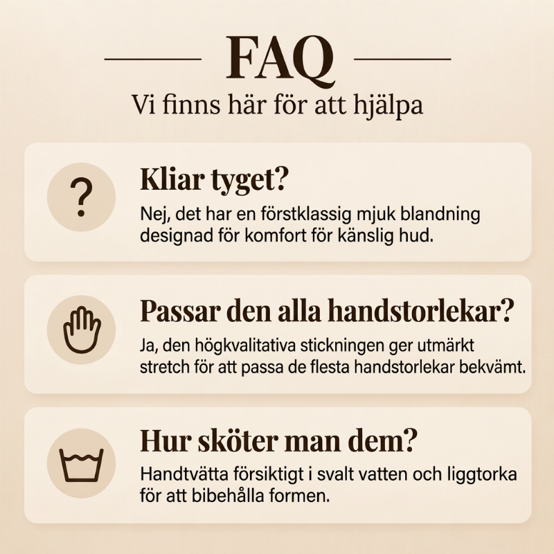 Stickade handledsvärmare med tumhål – katt- och fågelmotiv