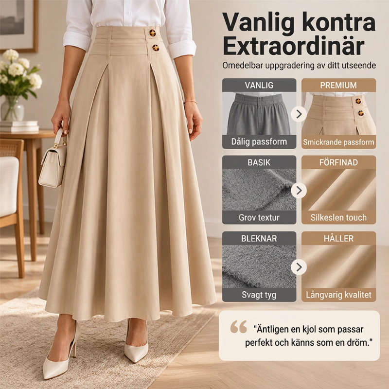 💥 Tidsbegränsat erbjudande 👗 Kvinnlig högmidjad, veckad A-linje-maxi kjol ✨ Hög midja, veckad design, flytande A-linje långkjol