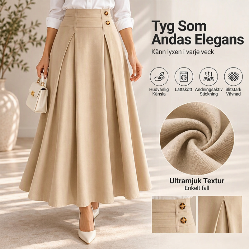 💥 Tidsbegränsat erbjudande 👗 Kvinnlig högmidjad, veckad A-linje-maxi kjol ✨ Hög midja, veckad design, flytande A-linje långkjol