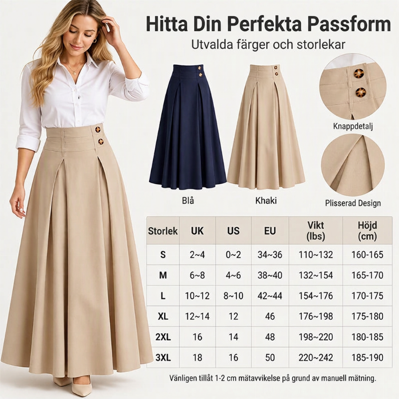 💥 Tidsbegränsat erbjudande 👗 Kvinnlig högmidjad, veckad A-linje-maxi kjol ✨ Hög midja, veckad design, flytande A-linje långkjol